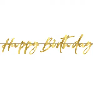 Banner Hartie Happy Birthday Auriu