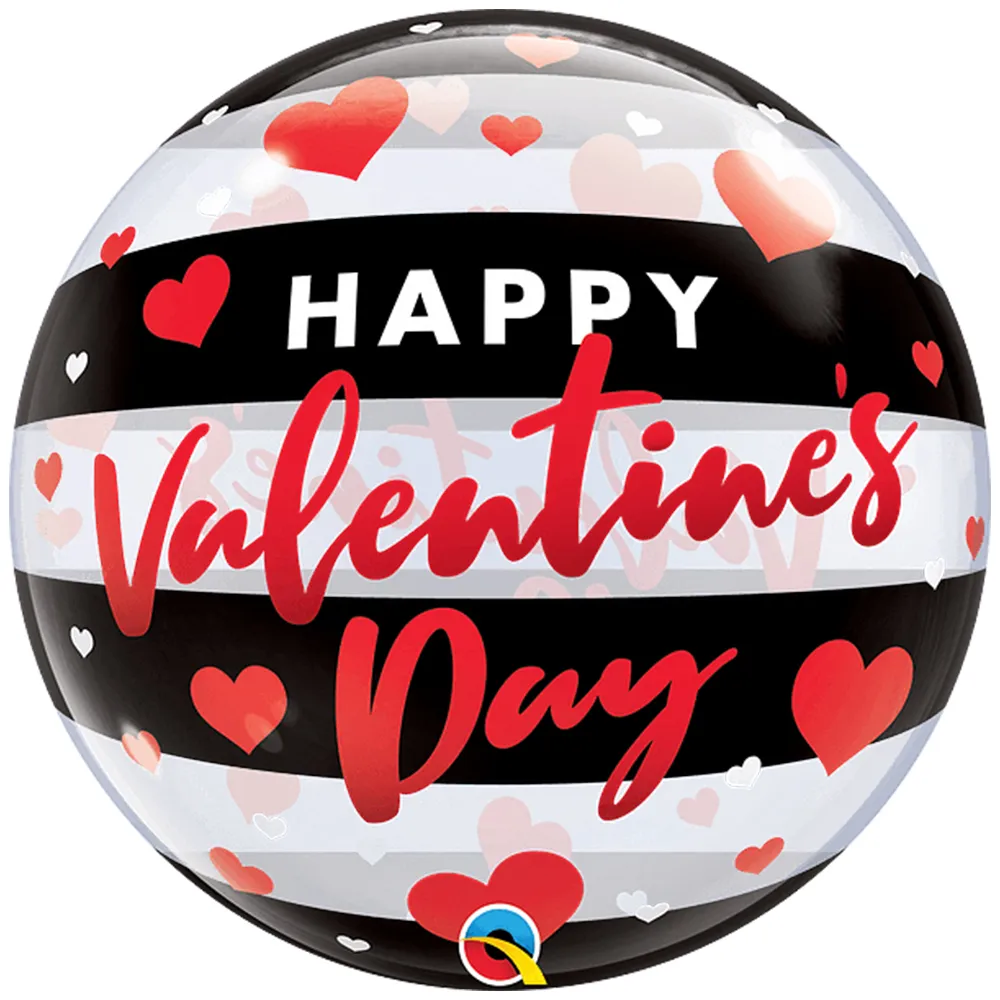 Deco Bubble Happy Valentines Day Dungi Negre 22inch - 55cm 16578 Qualatex
