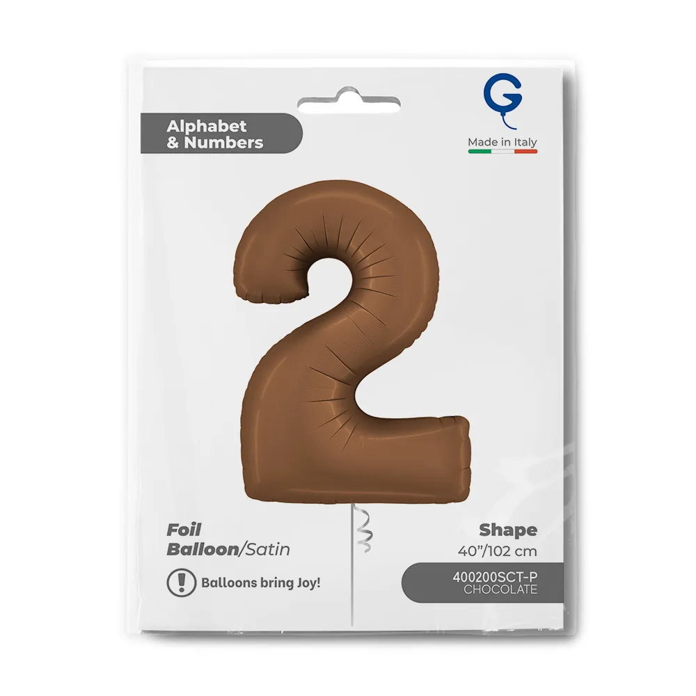 Balon Folie Cifra 2 Satin Chocolate 102cm