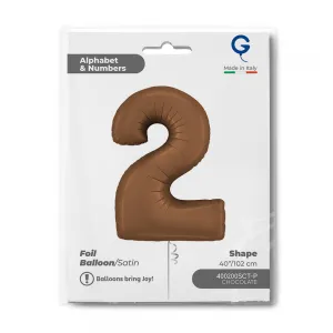 Balon Folie Cifra 2 Satin Chocolate 102cm