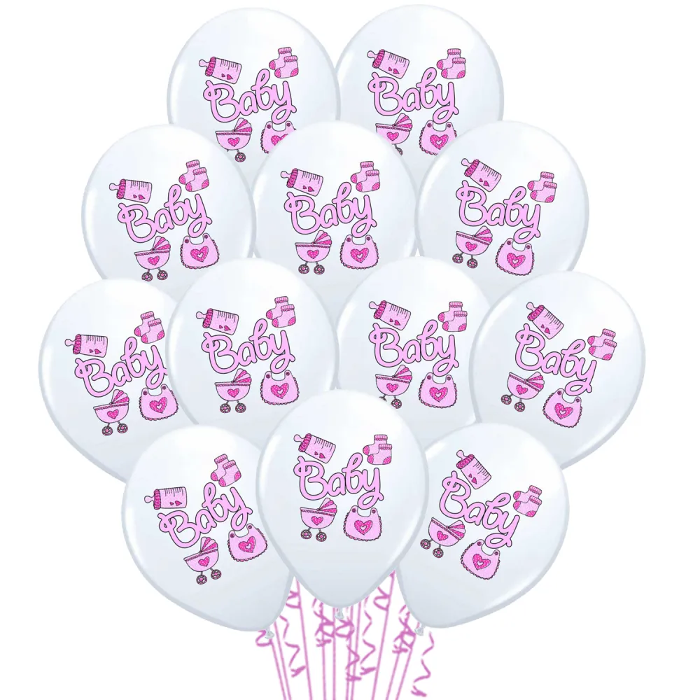 Set 12 Baloane Latex 30 cm Asortate Print Roz Baby Girl BLS202229