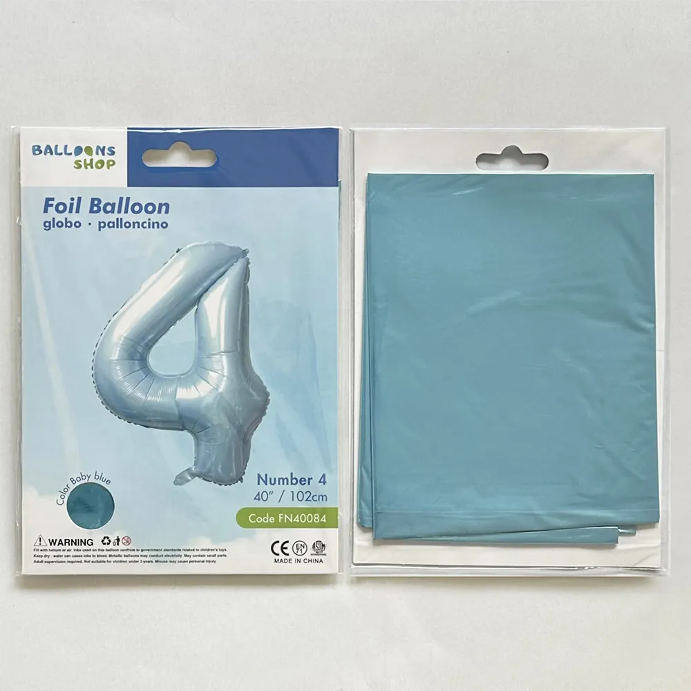 Balon Folie Cifra 4 Baby Blue 87cm
