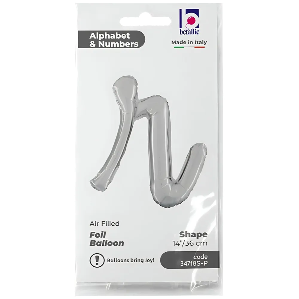 Balon Folie LITERA (AER) SCRIPT R Argintiu 35 cm Grabo