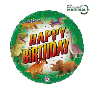Balon Folie Rotund Happy Birthday Dinozauri 46cm