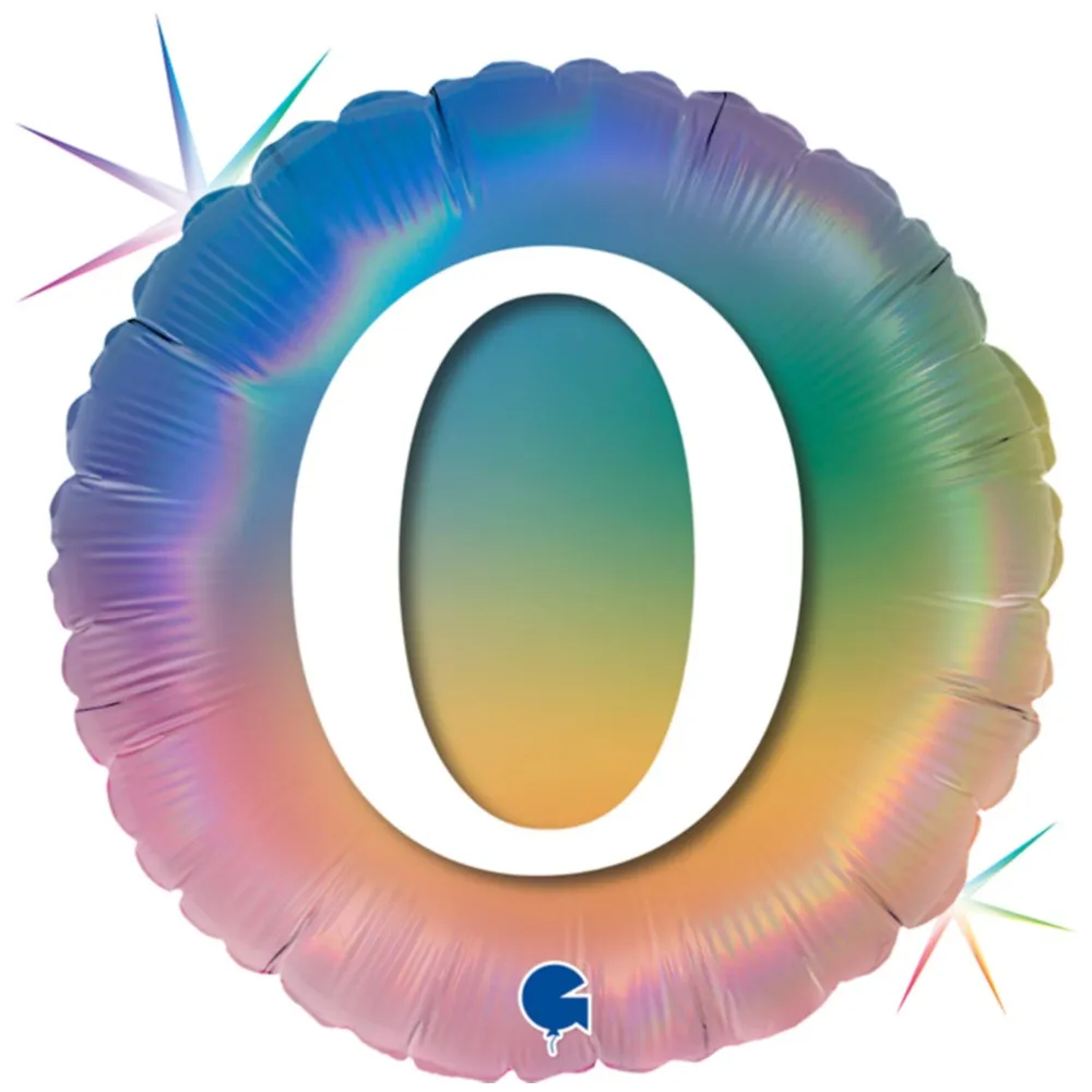 Balon Folie Rotund CIFRA 0 Rainbow 46 cm Grabo