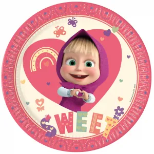 Set 8 Farfurii Petrecere 23cm Masha Sweet Heart