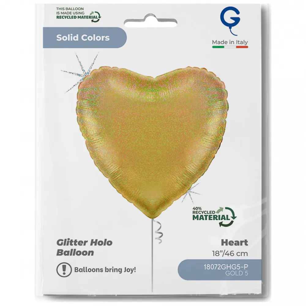 Balon Folie Inima Aurie Holografica 46 cm Grabo