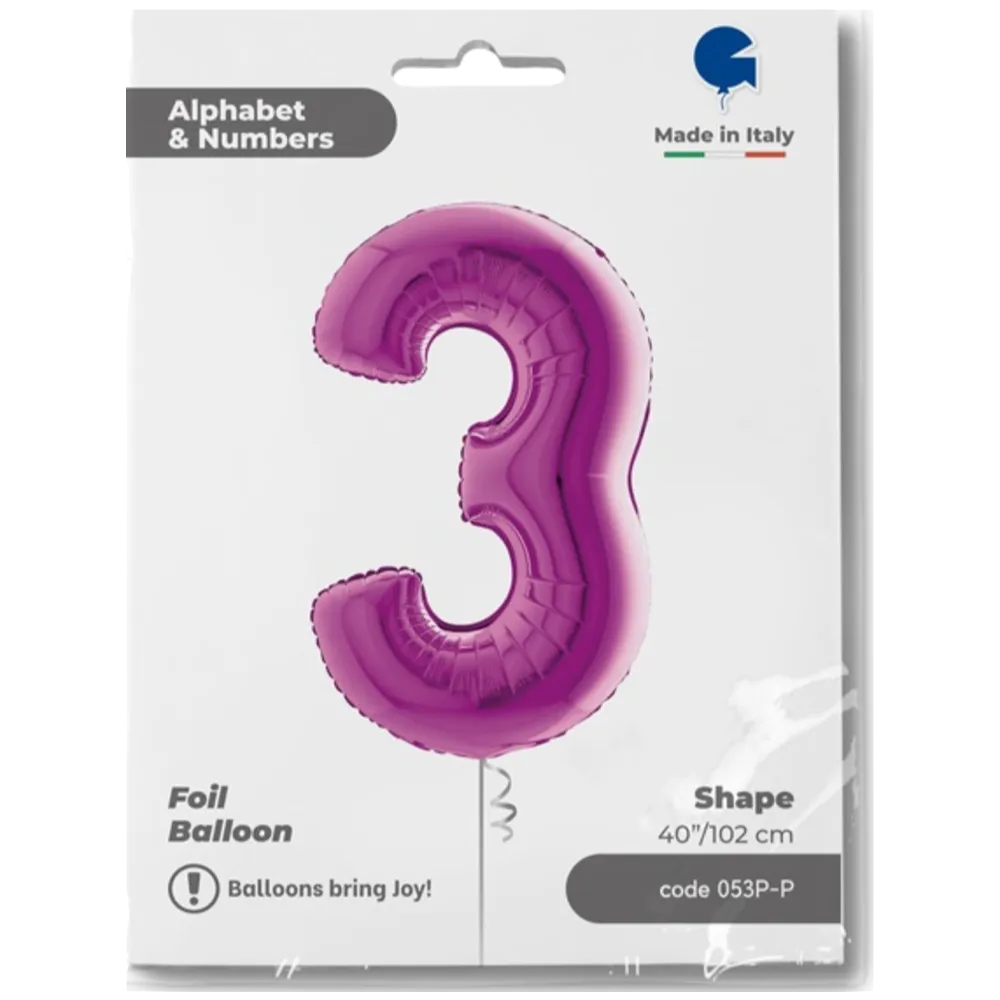 Balon Folie JUMBO CIFRA 3 MOV 102 cm Grabo