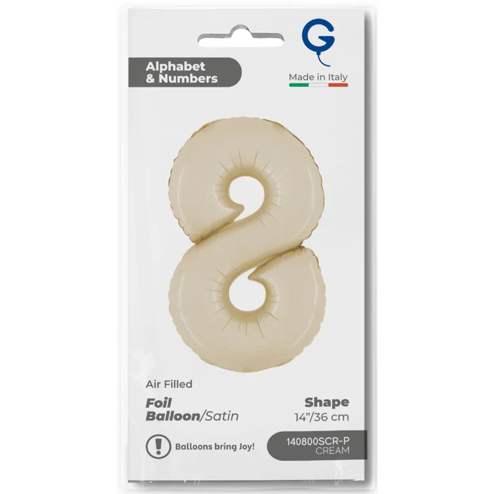 Balon Folie Cifra 8 Satin Cream 36cm