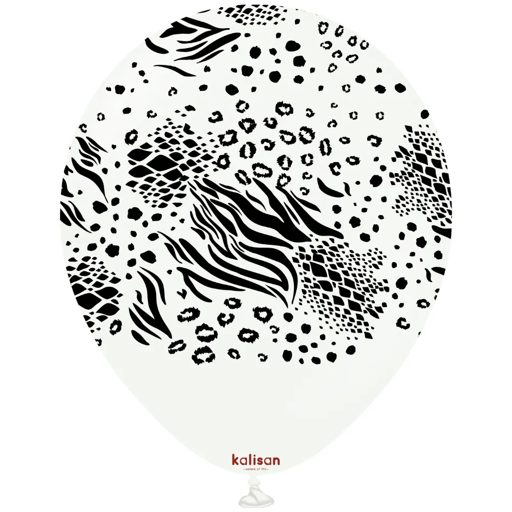 Baloane latex 30cm Safari Mutant - White Print - Black