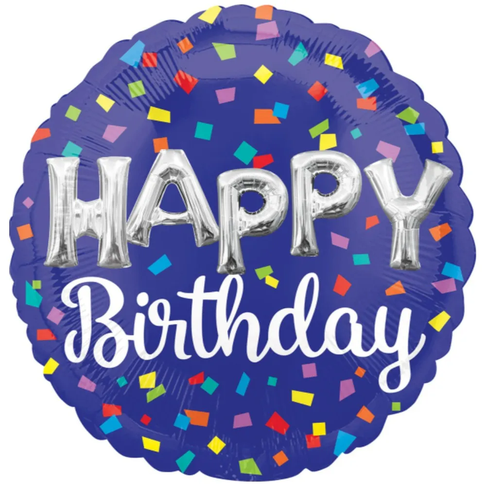 Balon Folie Jumbo Happy B-day Confetti 71cm AMS 41796