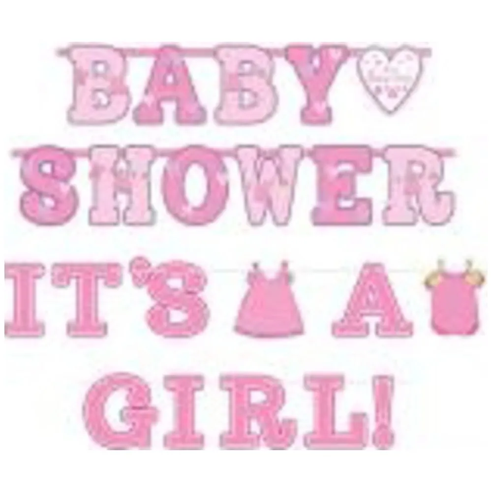 Set 2 bannere Carton (Hartie) - Baby Girl 256 x 25.4 cm / 182 x 10.1 cm AMS 121489