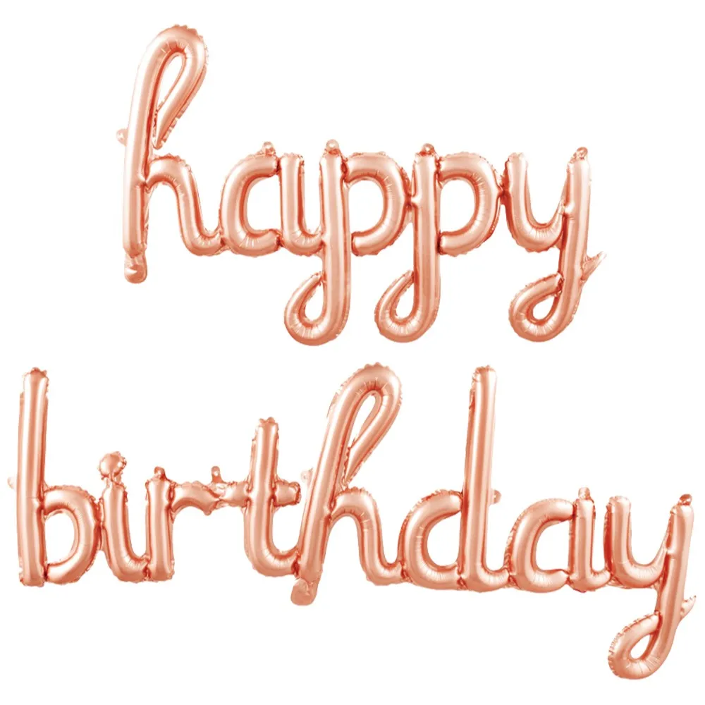 Balon Folie Scris Cursiv Happy Birthday Rose Gold