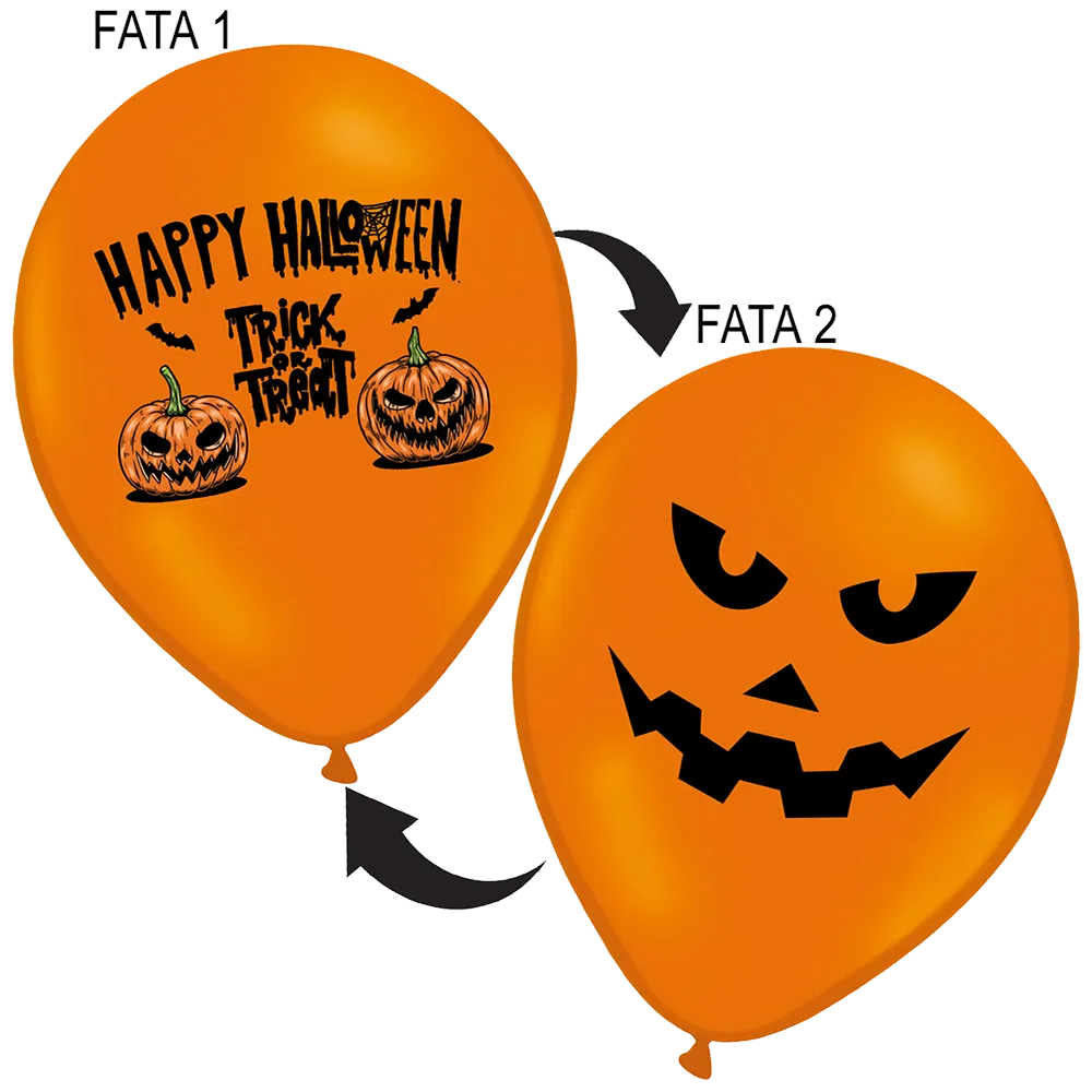Set 12 Baloane Latex 30 cm Asortate Print Halloween Fata-Verso