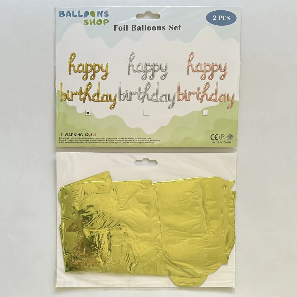 Balon Folie Scris Cursiv Happy Birthday Auriu