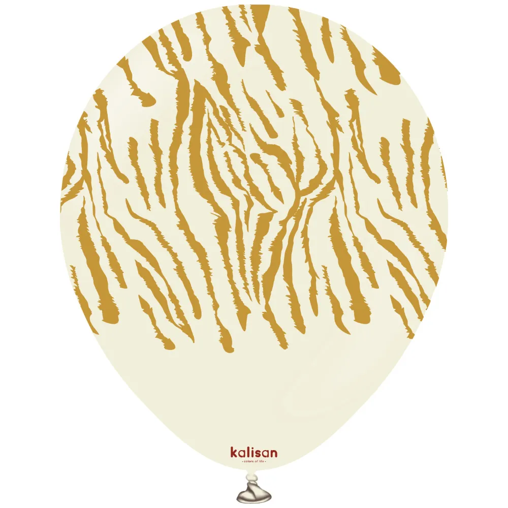 Baloane latex 30cm Safari Tiger N - White Sand Print - Gold