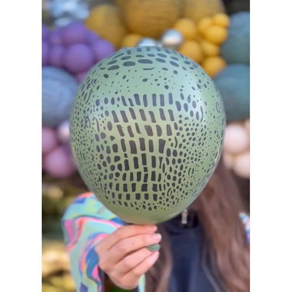 Baloane latex 30cm Safari Crocodile - Eucalyptus Print - Black