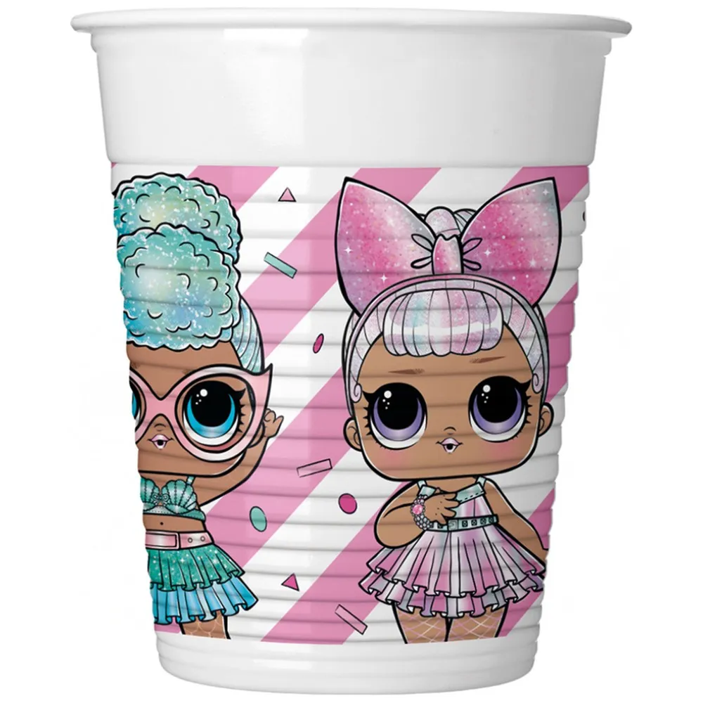 Set 8 Pahare Petrecere Plastic 200ml LOL Glitter MGA