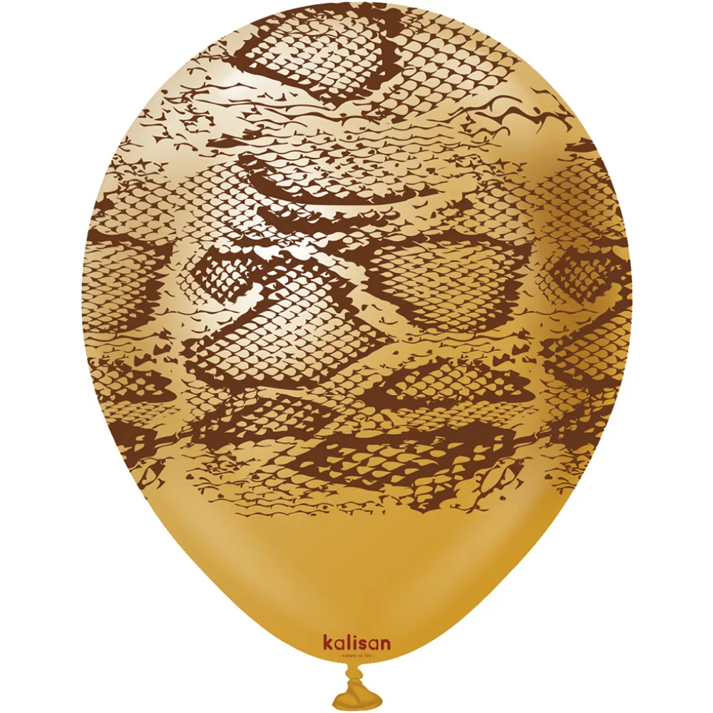 Baloane latex 30cm Safari Snake N - Mirror Gold Print Colour - Dark Brown