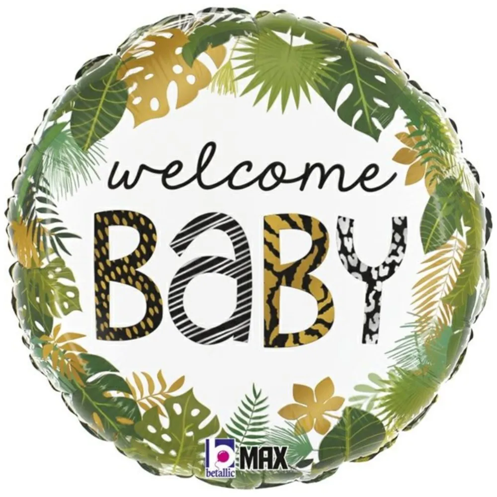 Balon Folie Rotund Welcome Baby Jungle 46 cm Grabo