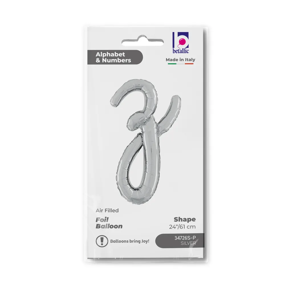 Balon Folie LITERA (AER) SCRIPT Z Argintiu 61cm Grabo