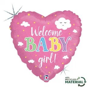 Balon Folie Inima Welcome Baby Girl 46cm