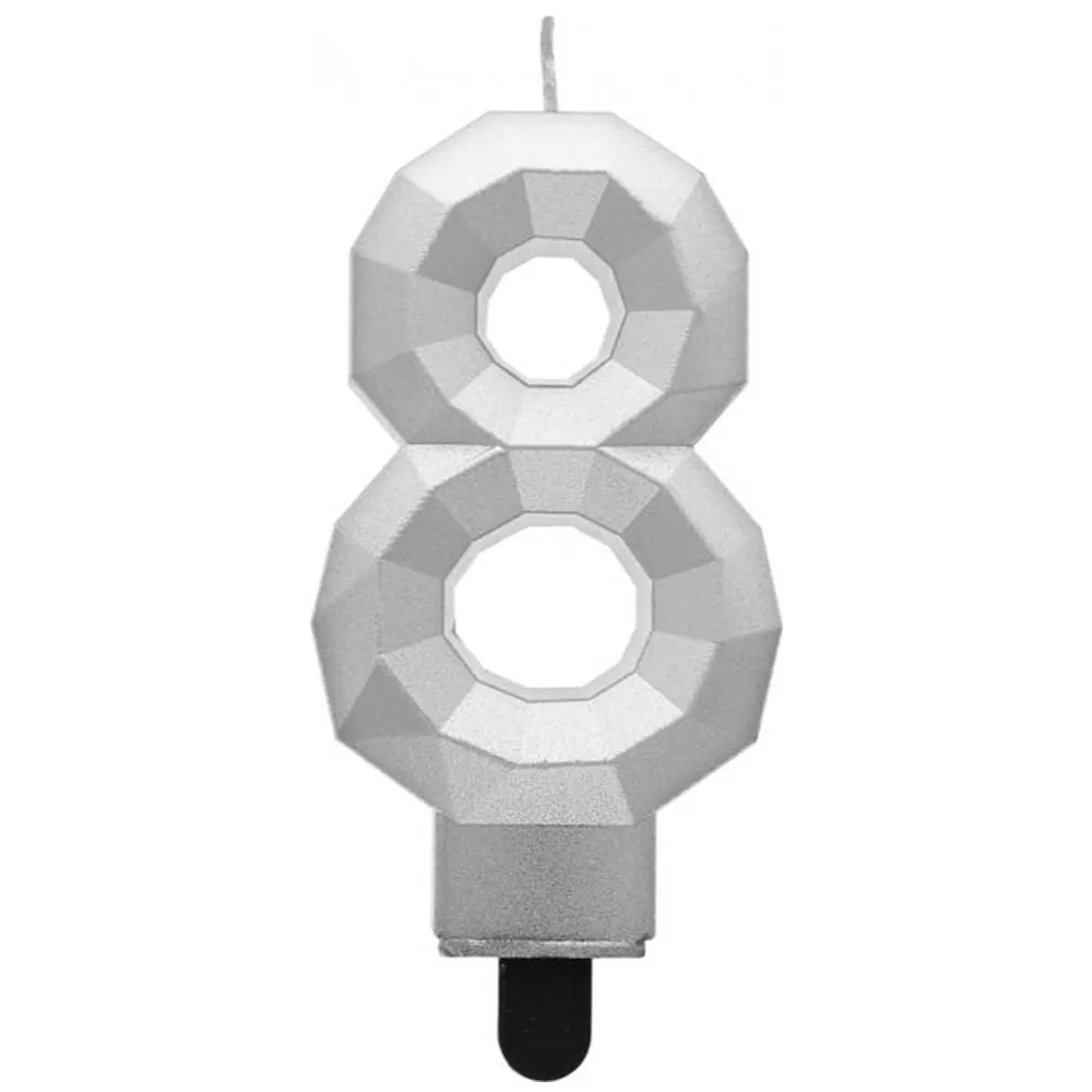 Lumanare Tort Cifra 8 Diamant Argintiu 7.6cm