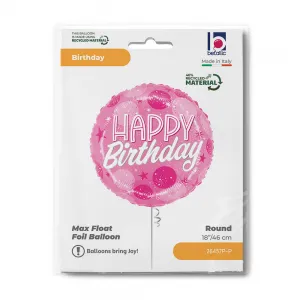 Balon Folie Happy Birthday Pink Sparkle 46cm