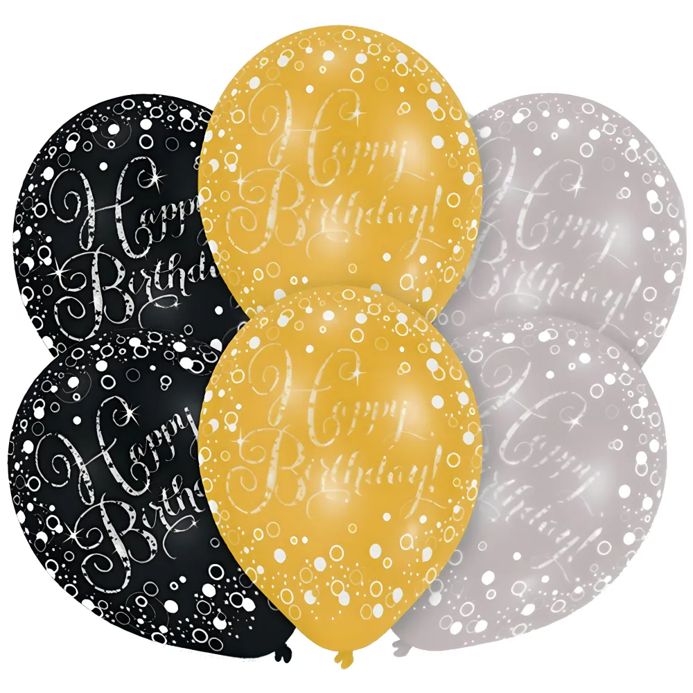 Set 6 Baloane Latex Print Happy Birthday 28cm AMS9901069