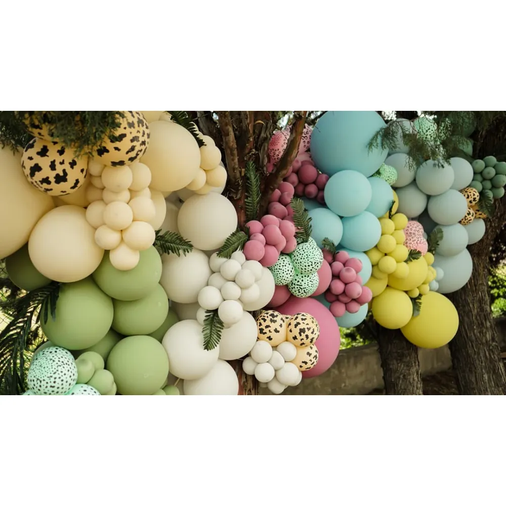 Baloane latex 30cm Safari Cheetah - Macaron Green Print - Black