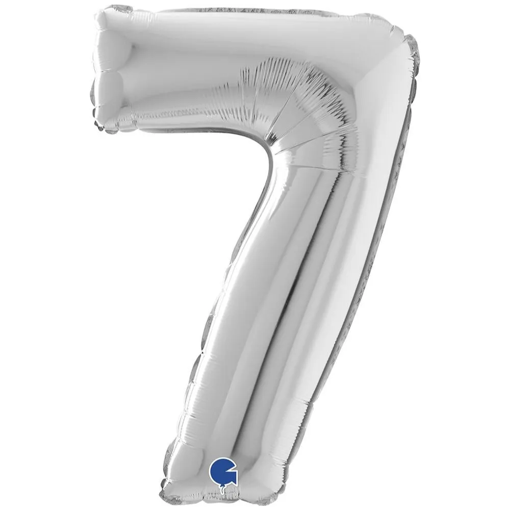 Balon Folie CIFRA 7 Argintiu 66 cm Grabo