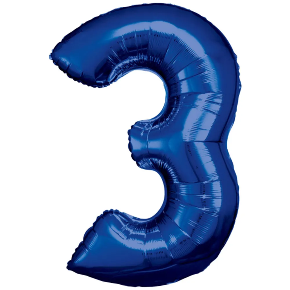 Balon Folie Cifra 3 Albastru 86cm