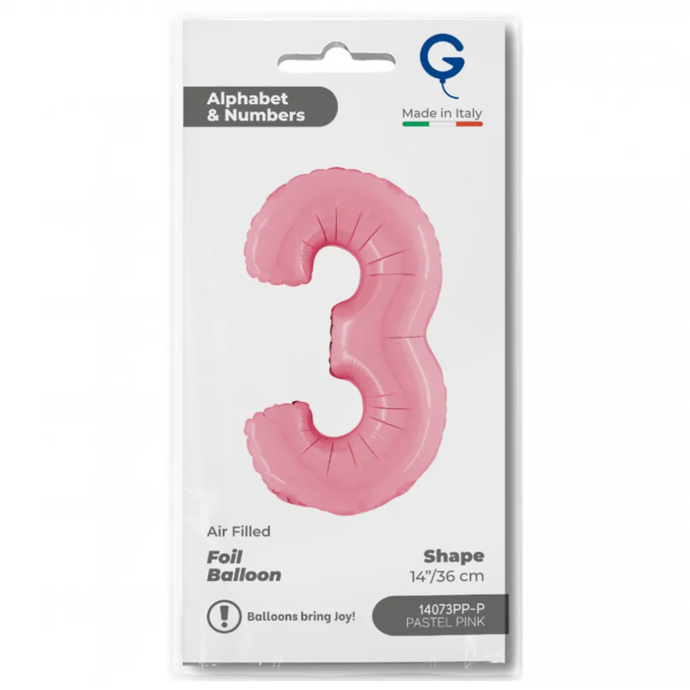 Balon Folie Cifra 3 Pastel Pink 36cm