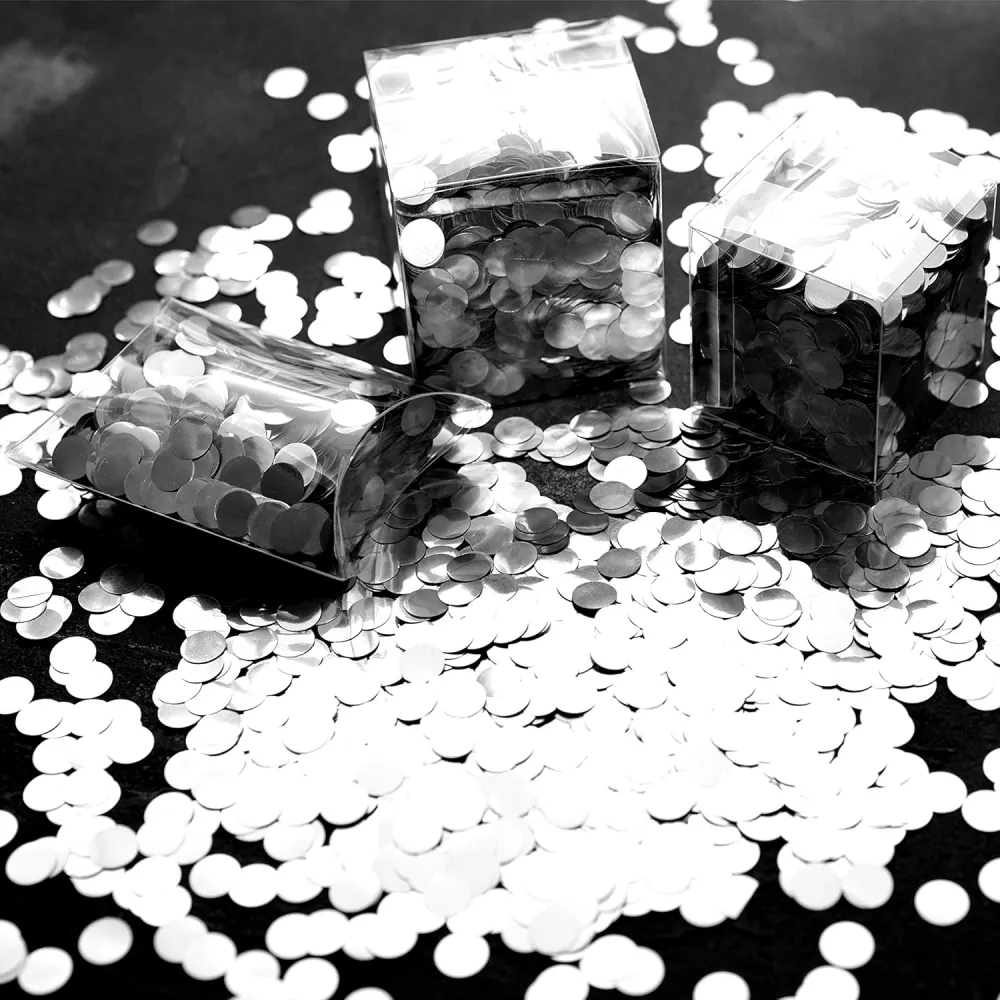 Confetti Metalic Argintiu 1cm Rotund 100g