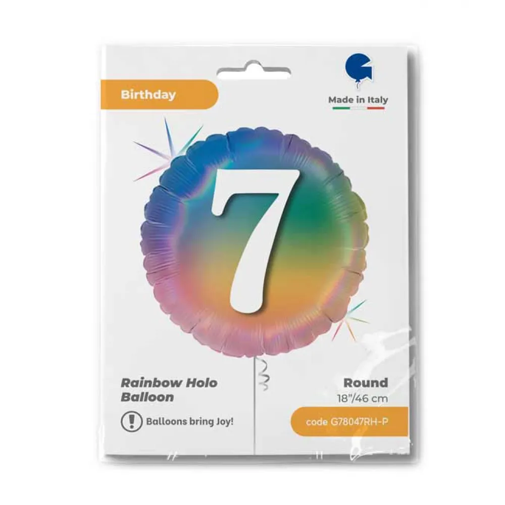 Balon Folie Rotund CIFRA 7 Rainbow 46 cm Grabo