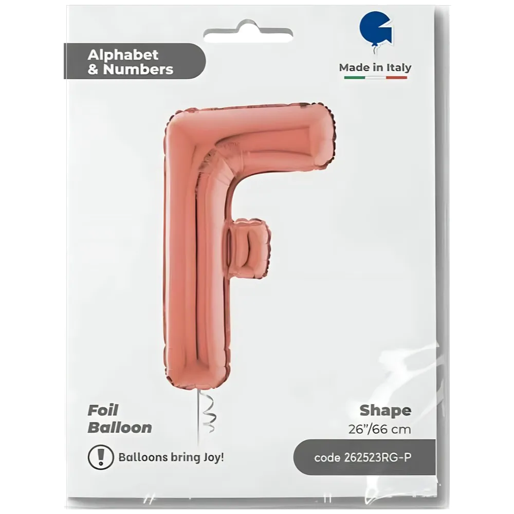 Balon Folie LITERA F Rose Gold 66 cm Grabo