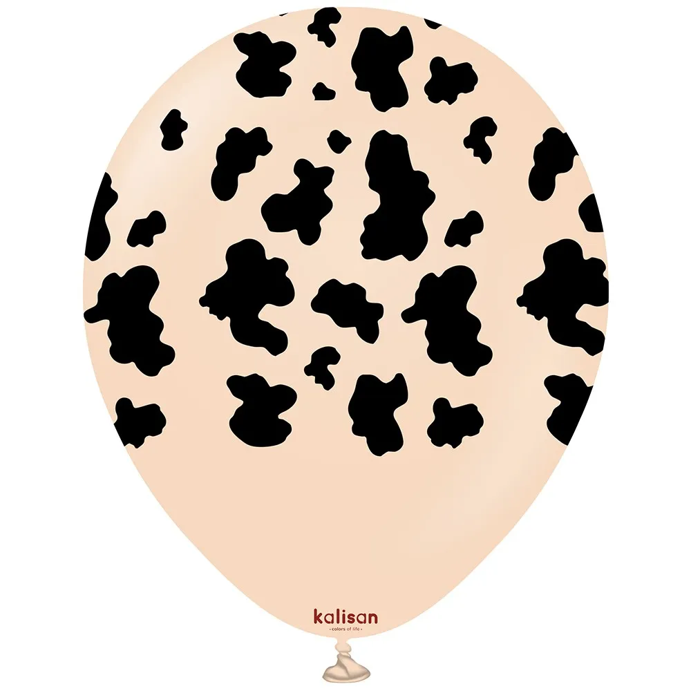 Baloane latex 30cm Safari Cow - Blush Print Colour - Black