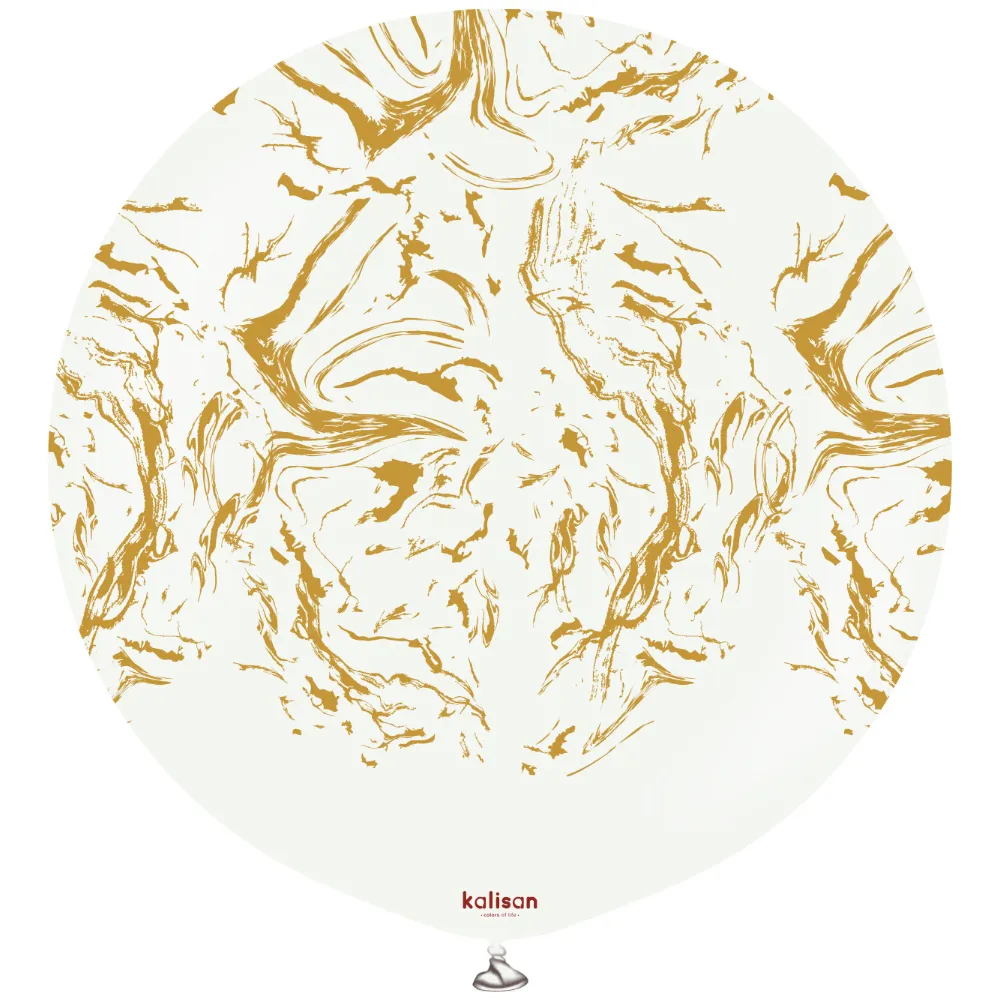 Balon latex jumbo 60cm Space Nebula - White Print - Gold