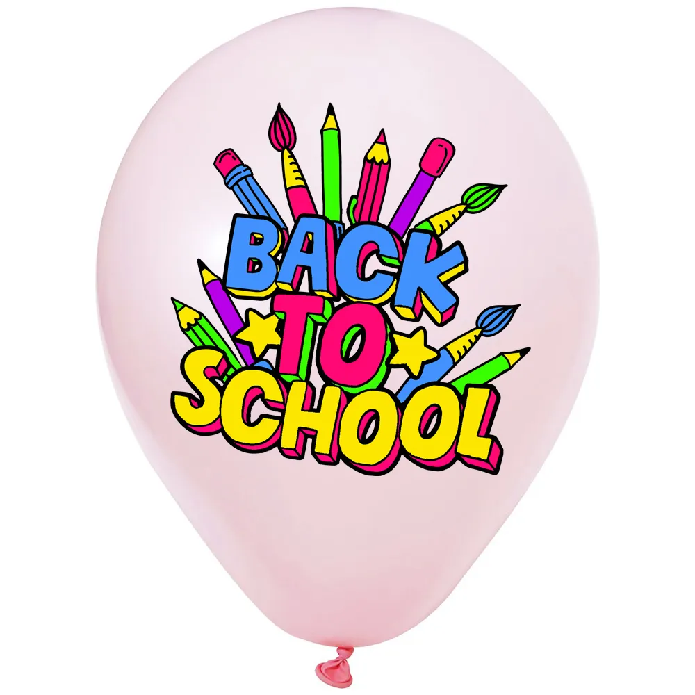 SET 12 Baloane Latex 33cm Asortate cu print Back to School BLS202409