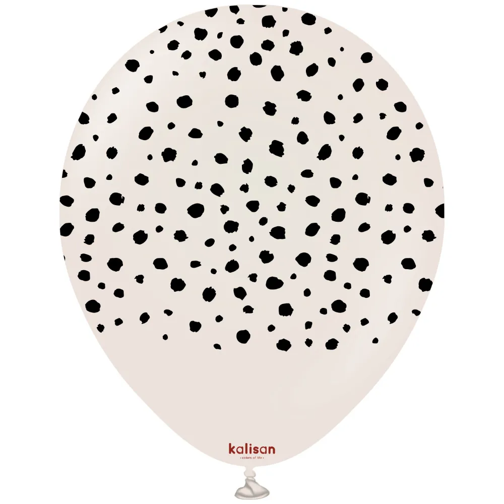 Baloane latex 30cm Safari Cheetah - White Sand Print - Black