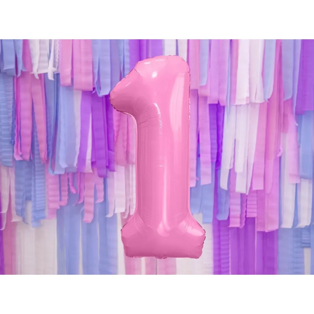 Balon folie cifra 1 Roz 86 cm