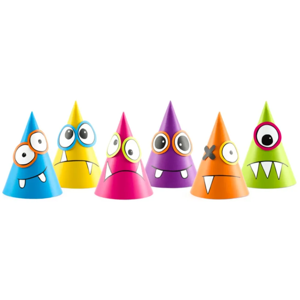 Set 6 Coifuri Petrecere Colorate cu Monstruleti Veseli - Personalizabile CPP9