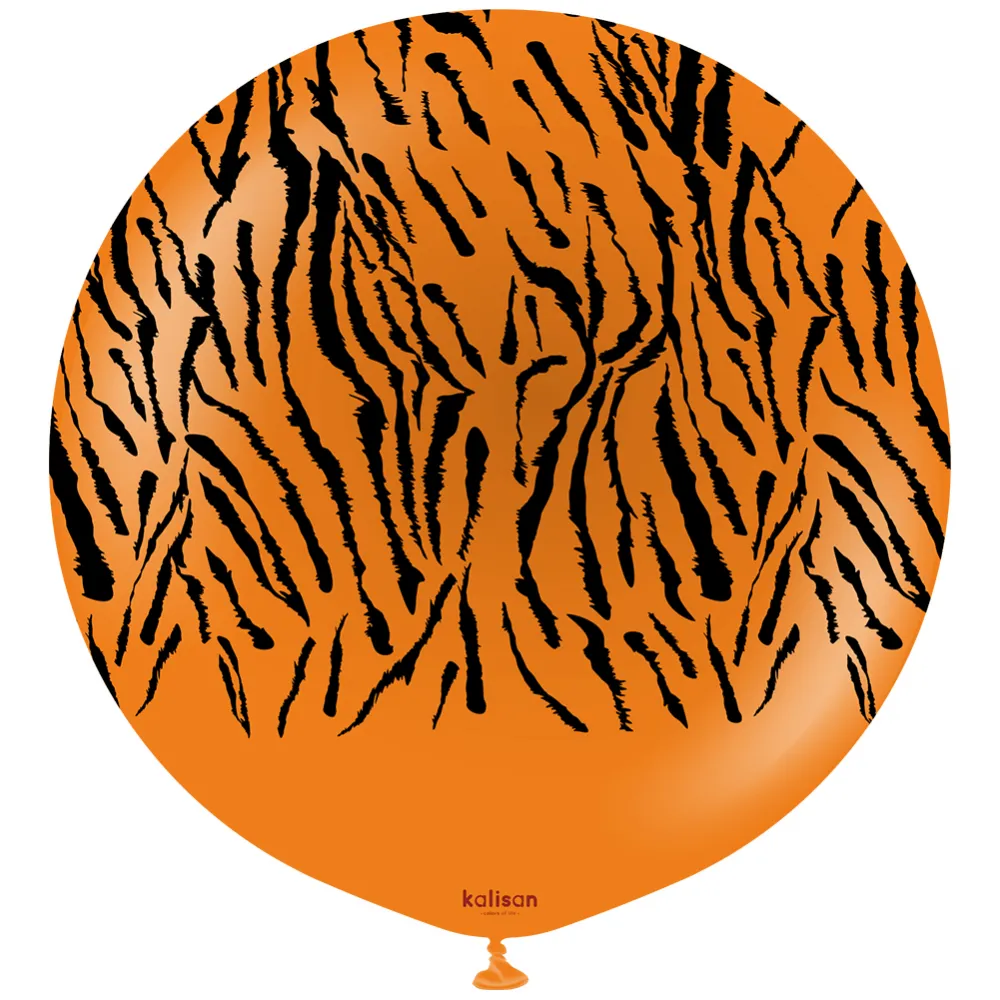 Balon latex jumbo 60cm Safari Tiger N - Portocaliu- Negru