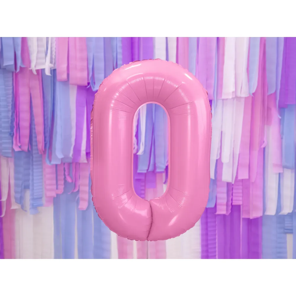 Balon folie cifra 0 Roz 86cm