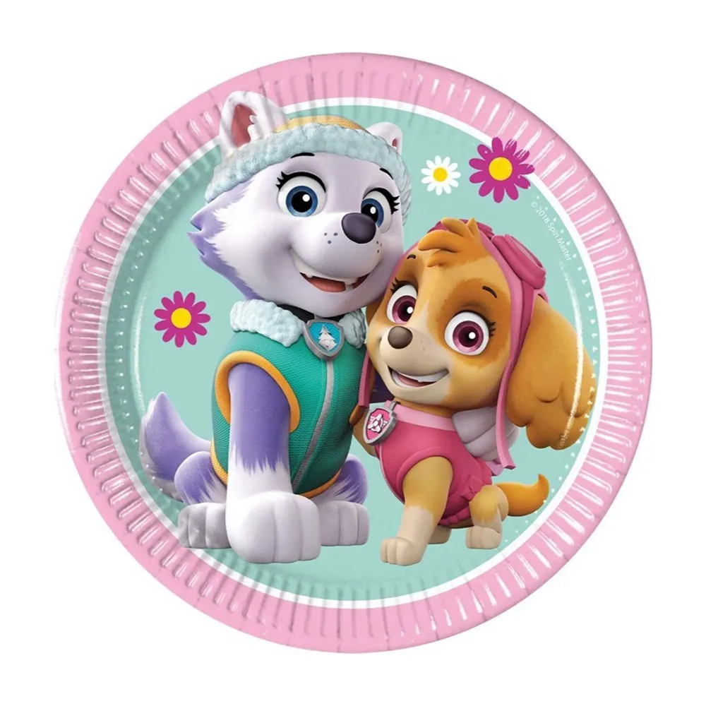 Set 8 Farfurii Petrecere 20cm Patrula Catelusilor Skye si Everest