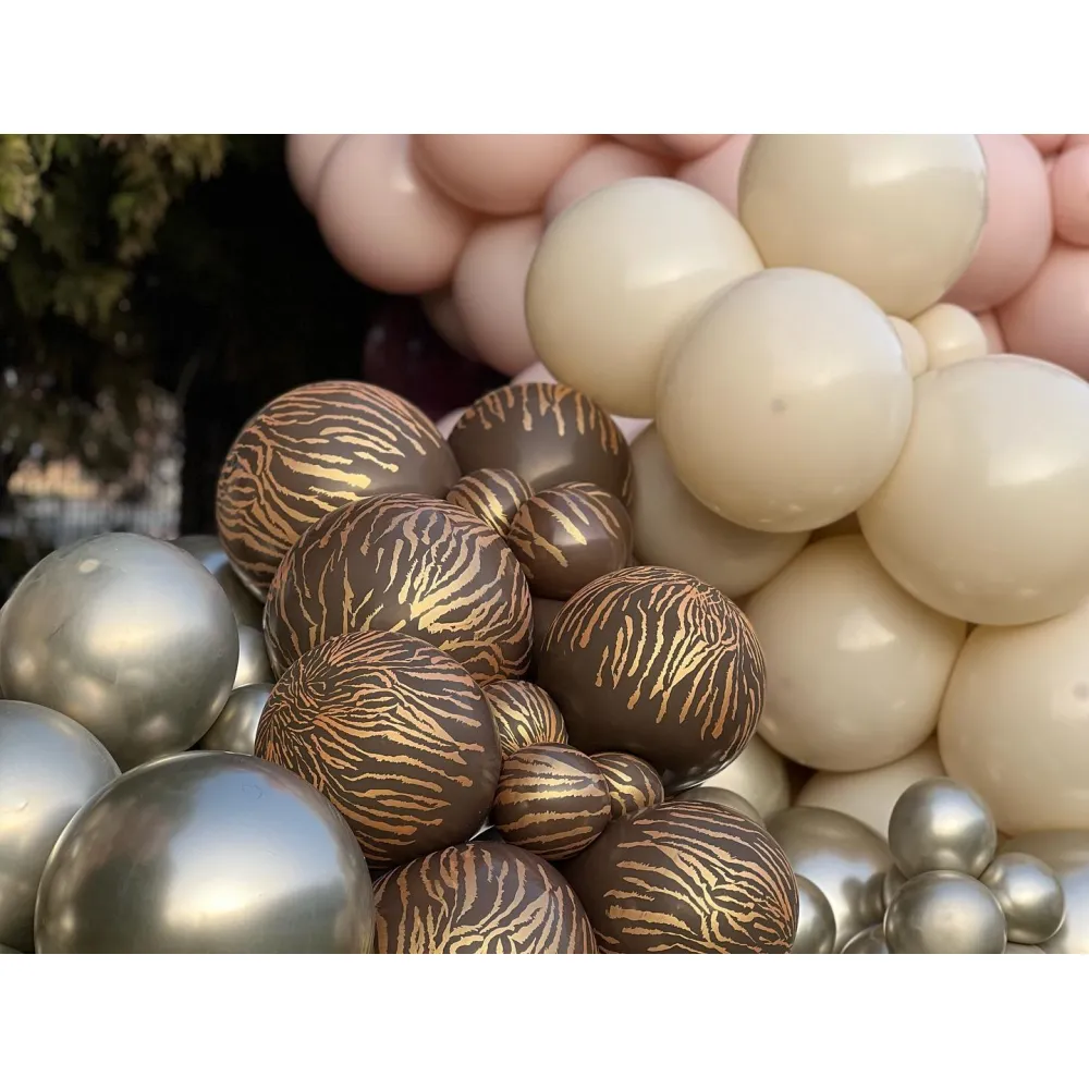 Baloane latex 30cm Safari Tiger N - Chocolate Brown Print - Gold