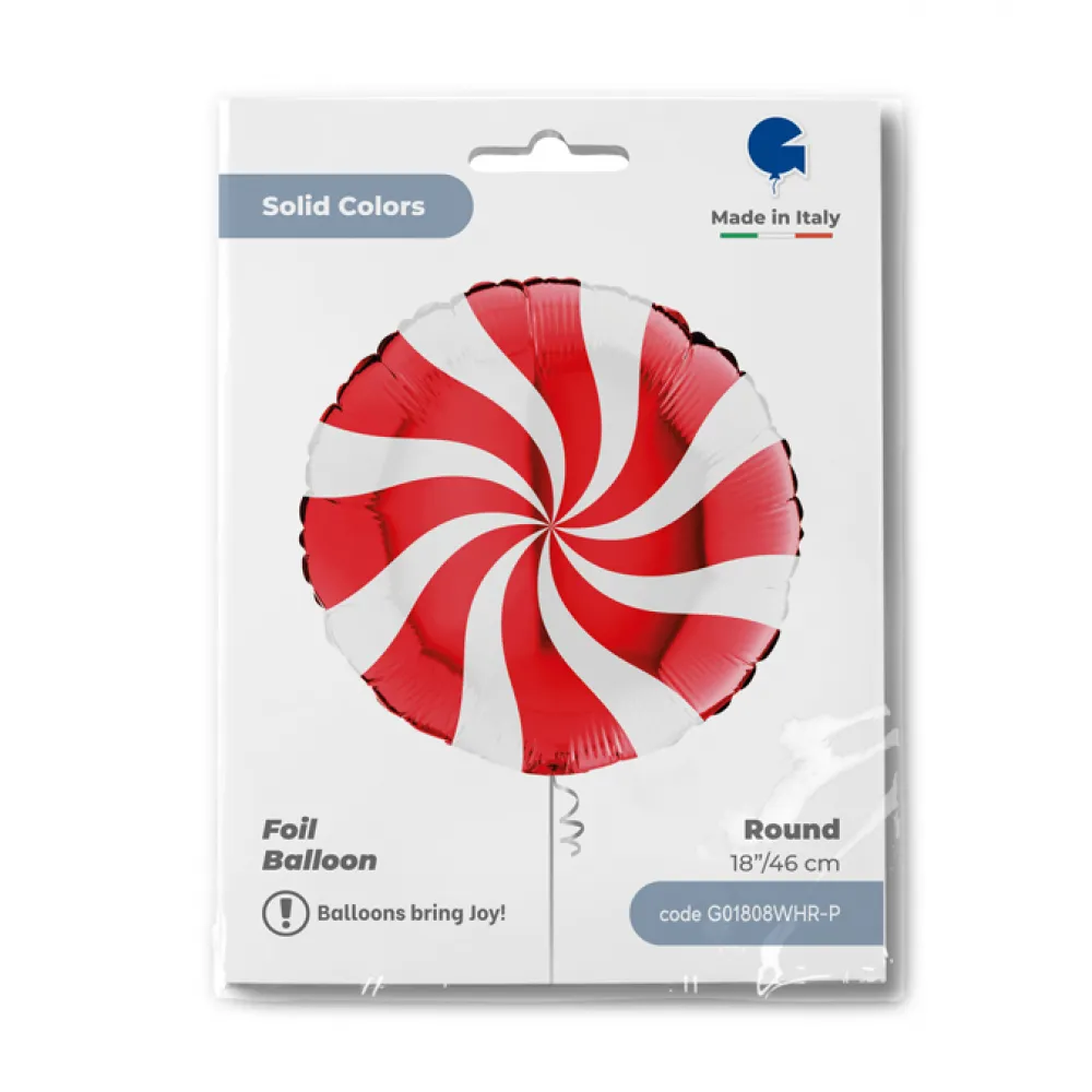 Balon Folie Rotund Acadea Alb-Rosu 46cm Grabo