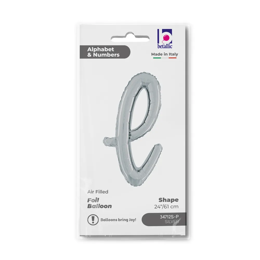 Balon Folie LITERA (AER) SCRIPT L Argintiu 61cm Grabo