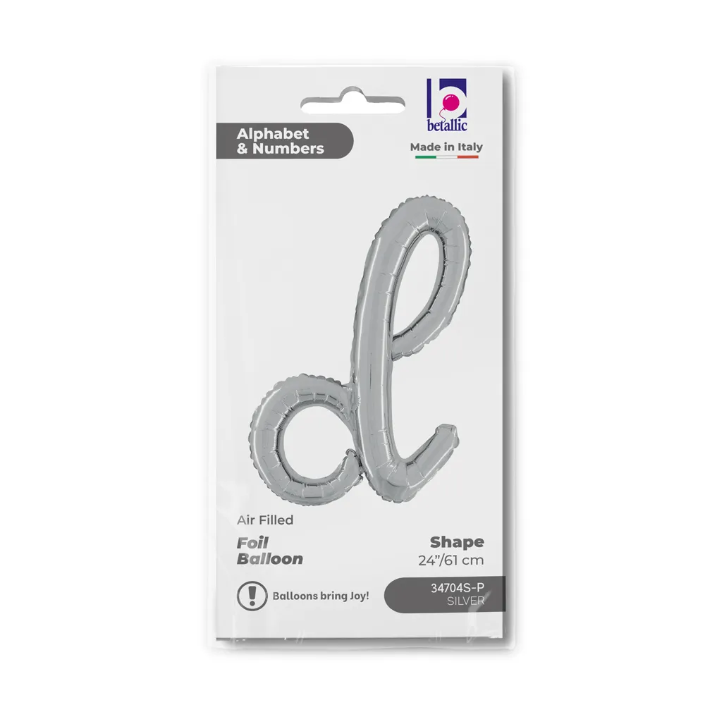 Balon Folie LITERA (AER) SCRIPT D Argintiu 61cm Grabo