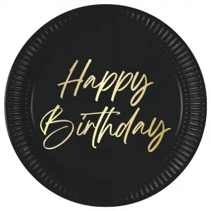 Set 8 Farfurii Petrecere 23cm Happy Birthday Auriu
